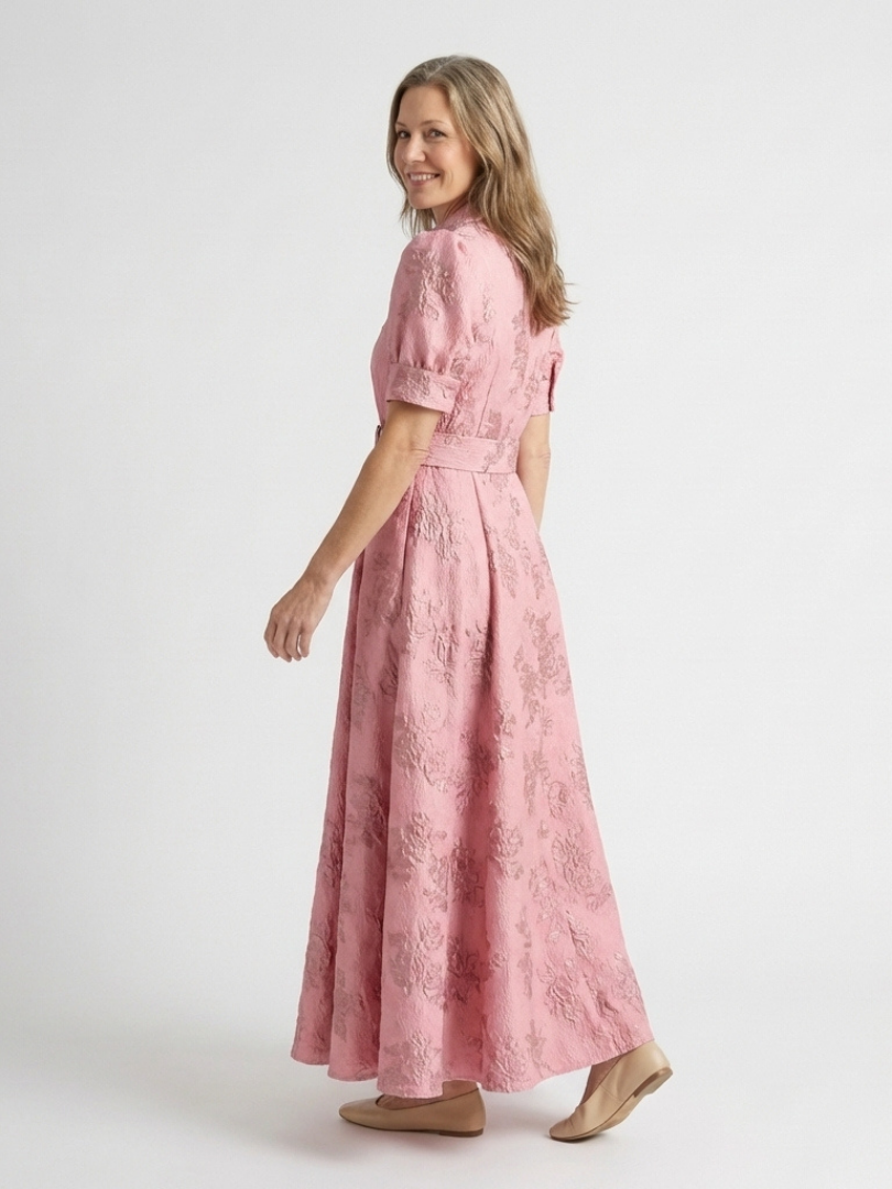 Xanthea | Short Sleeve Belted Floral Maxi Dress