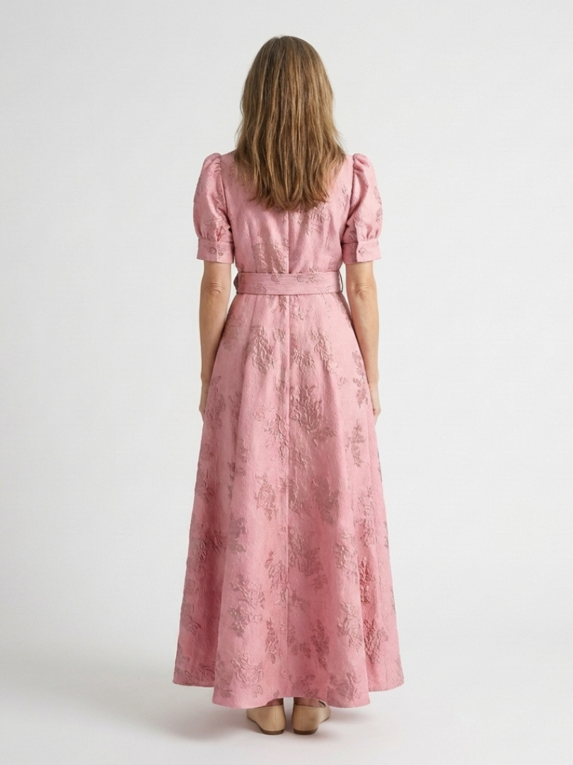 Xanthea | Short Sleeve Belted Floral Maxi Dress
