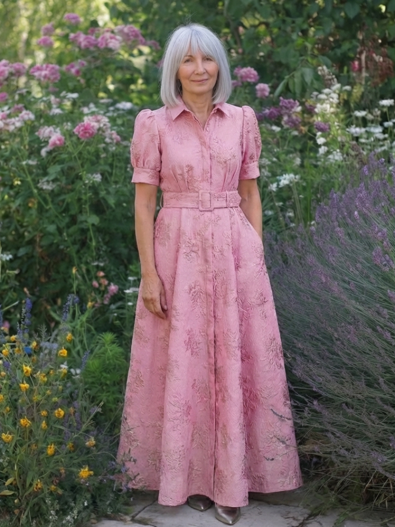 Xanthea | Short Sleeve Belted Floral Maxi Dress