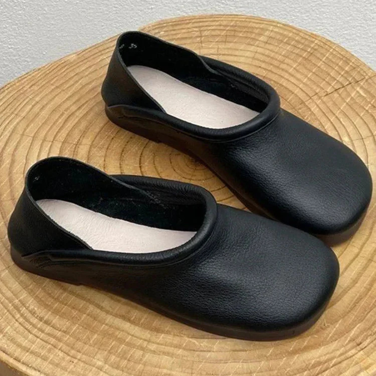 Edie | Women's Leather Round-Toe Slip-On Flat Shoes