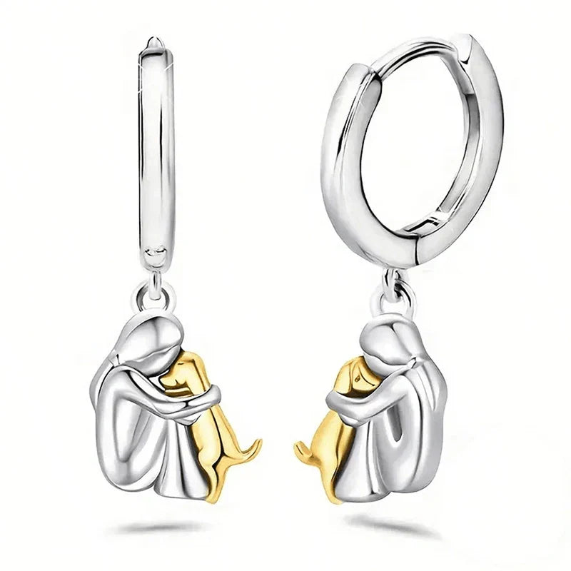 "Forever in Your Heart" Dog Hug Dangle Earrings
