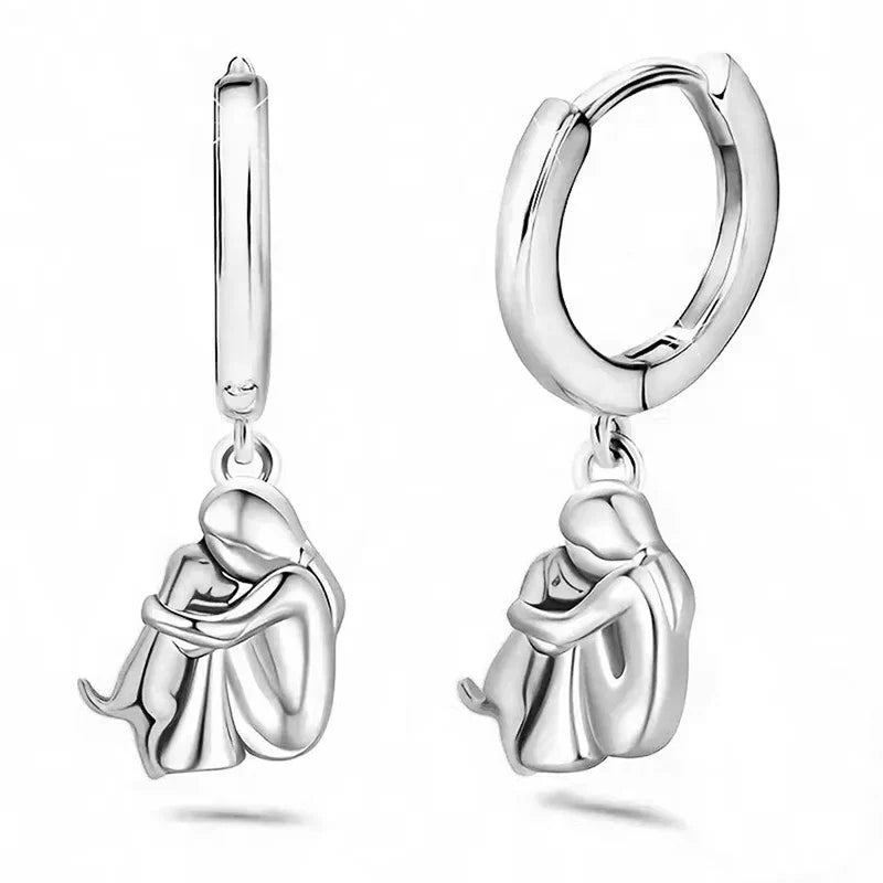 "Forever in Your Heart" Dog Hug Dangle Earrings