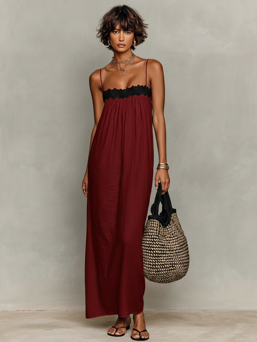 Marlene | Elegant Lace-Paneled Maxi Dress