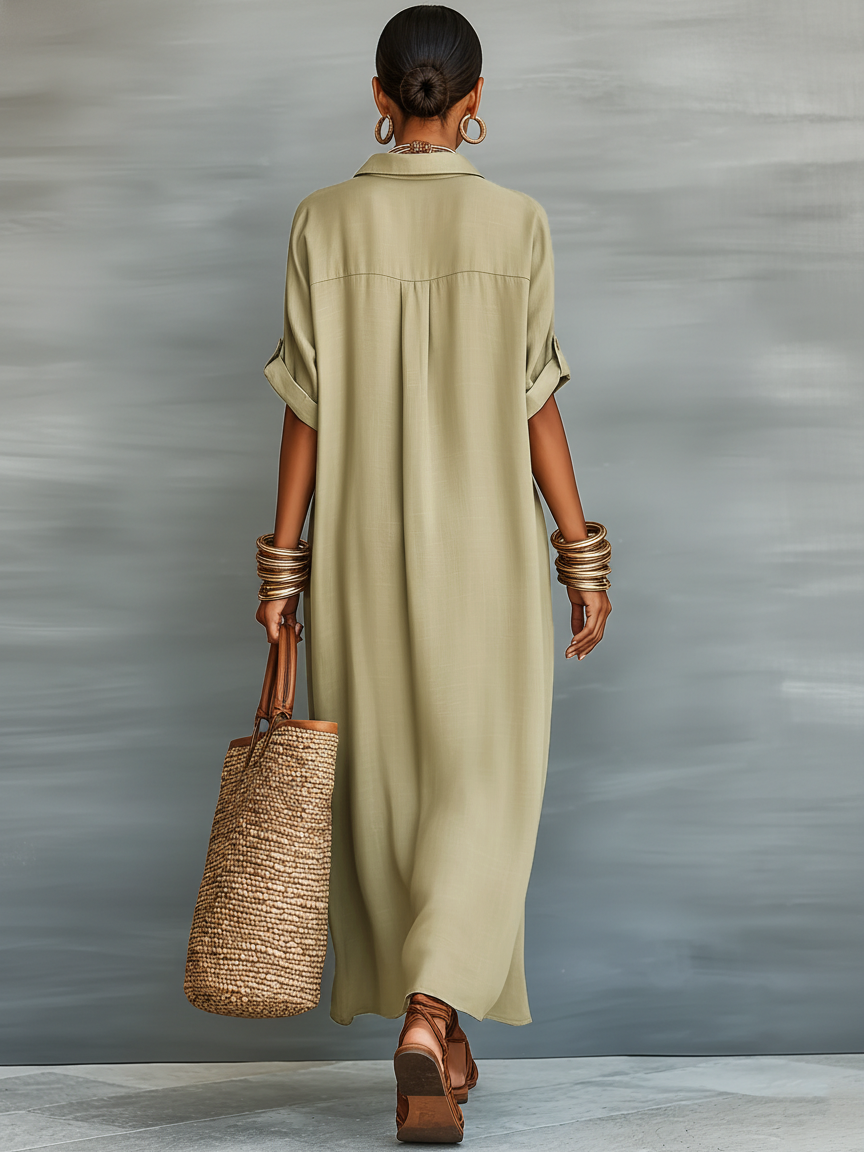 Sofia | Minimalist Short Sleeve Maxi Dress