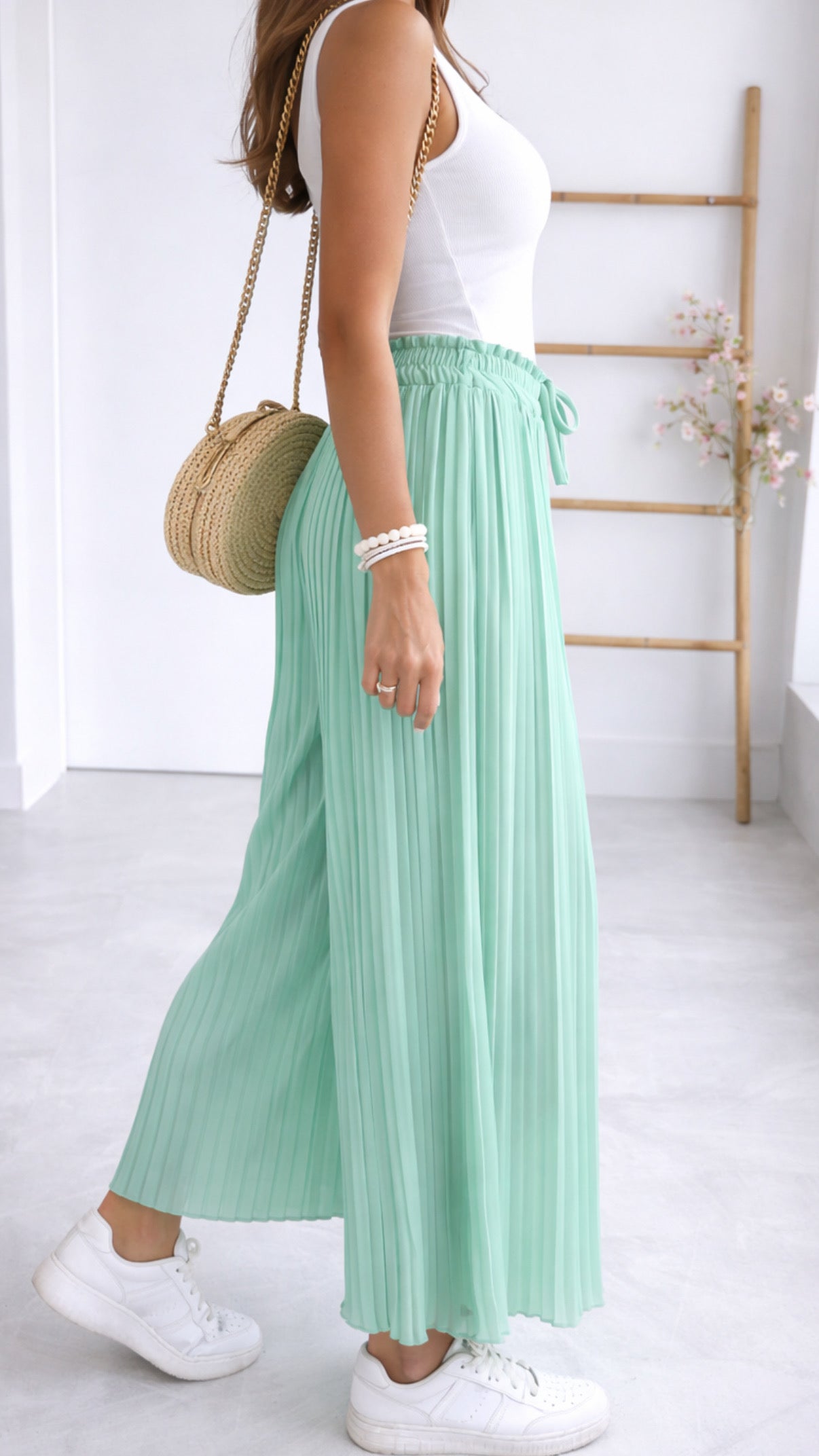 Sophie | Mint Pleated Summer Pants