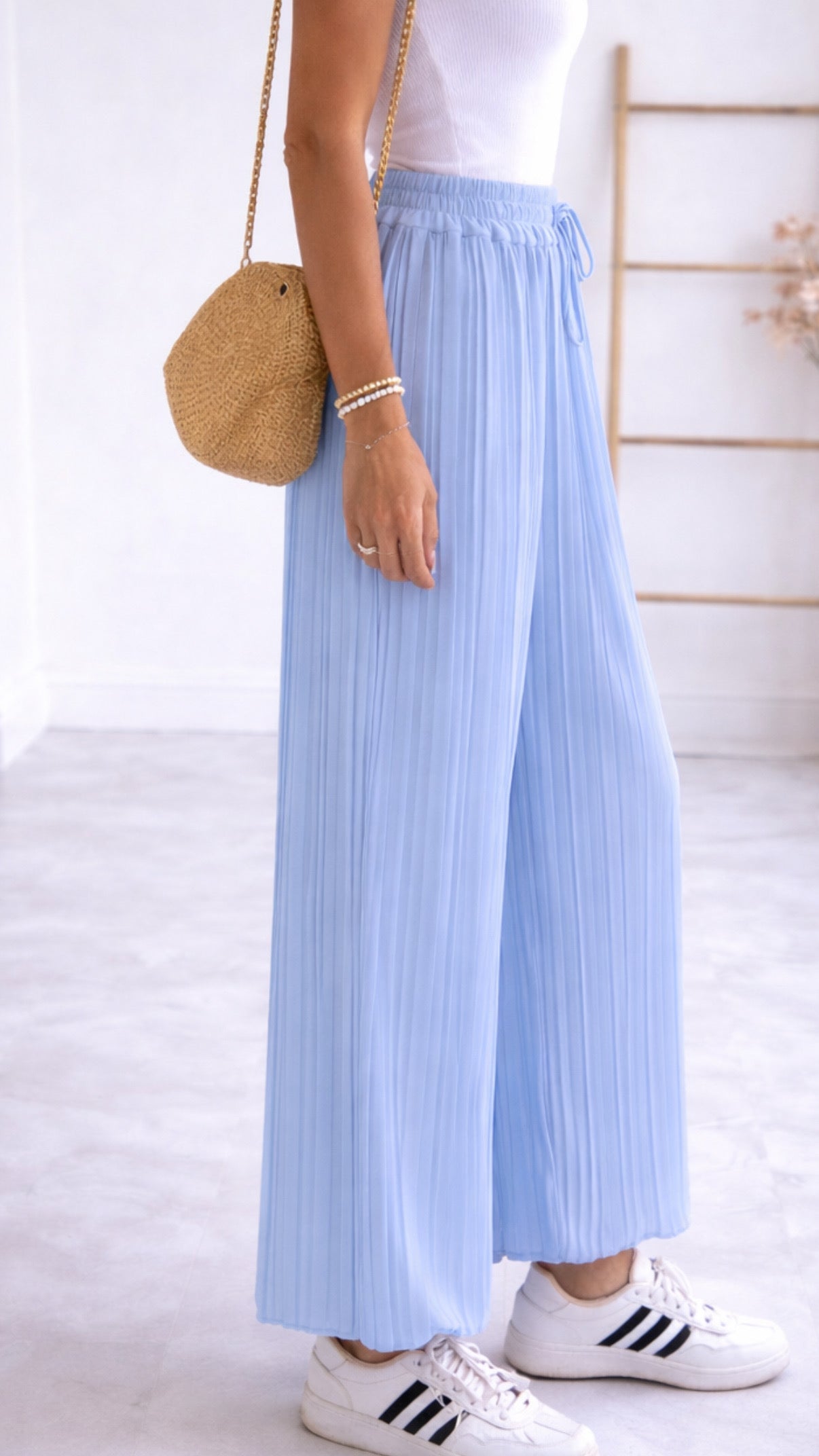 Amelia | Light Blue Pleated Summer Pants