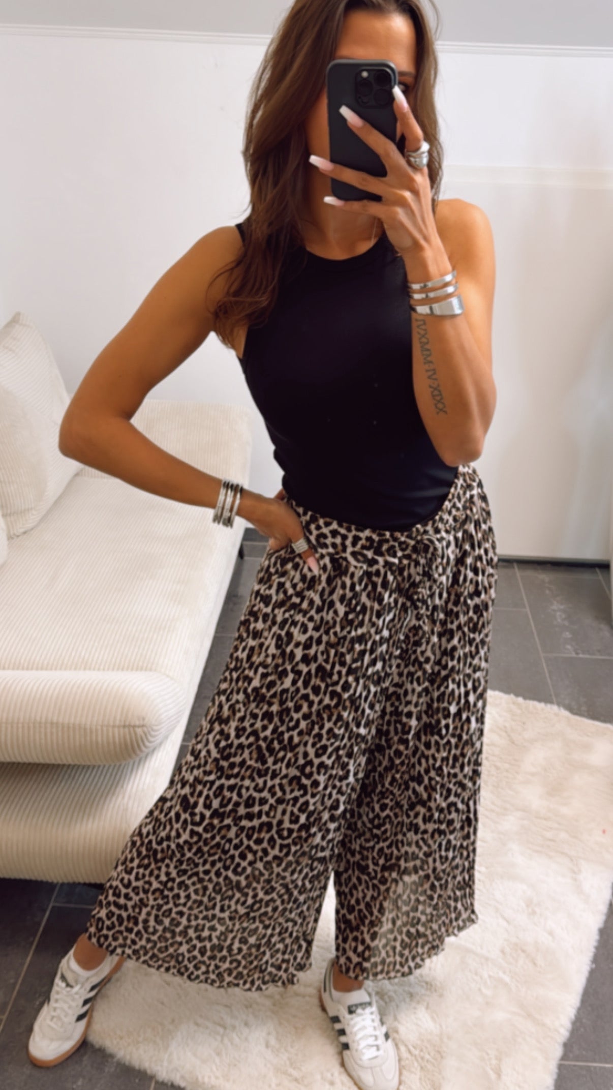 Aria | Pleated Leopard Print Pants