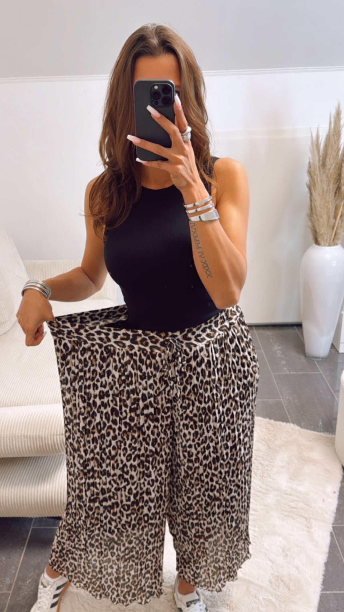 Aria | Pleated Leopard Print Pants