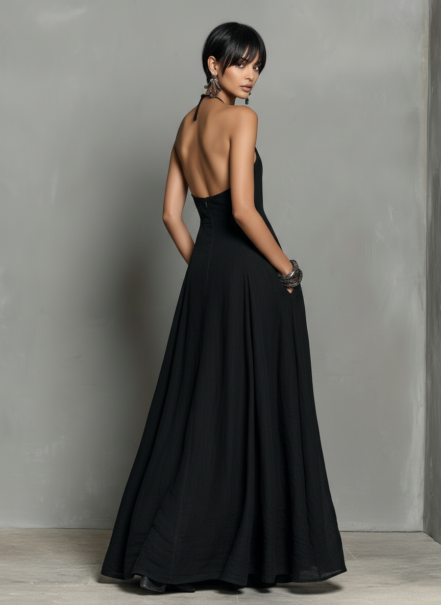 Elina | Minimalist Halter Maxi Dress
