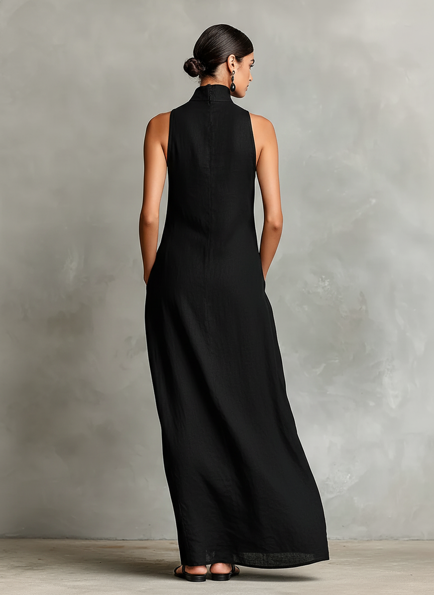 Alena | Minimalist High-Neck Maxi Dress