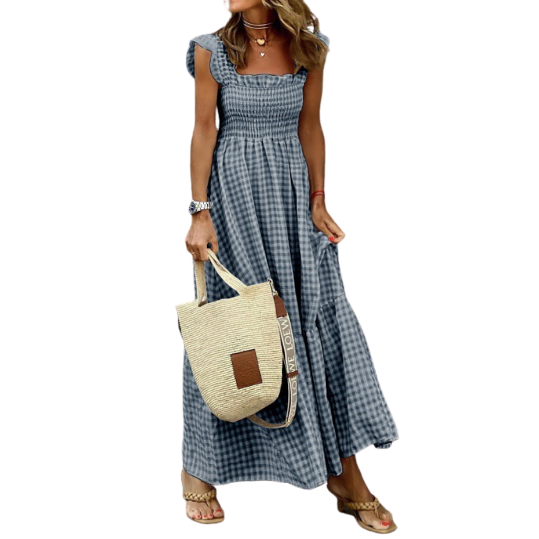 Jovienne | Elegant Retro Plaid Maxi Dress