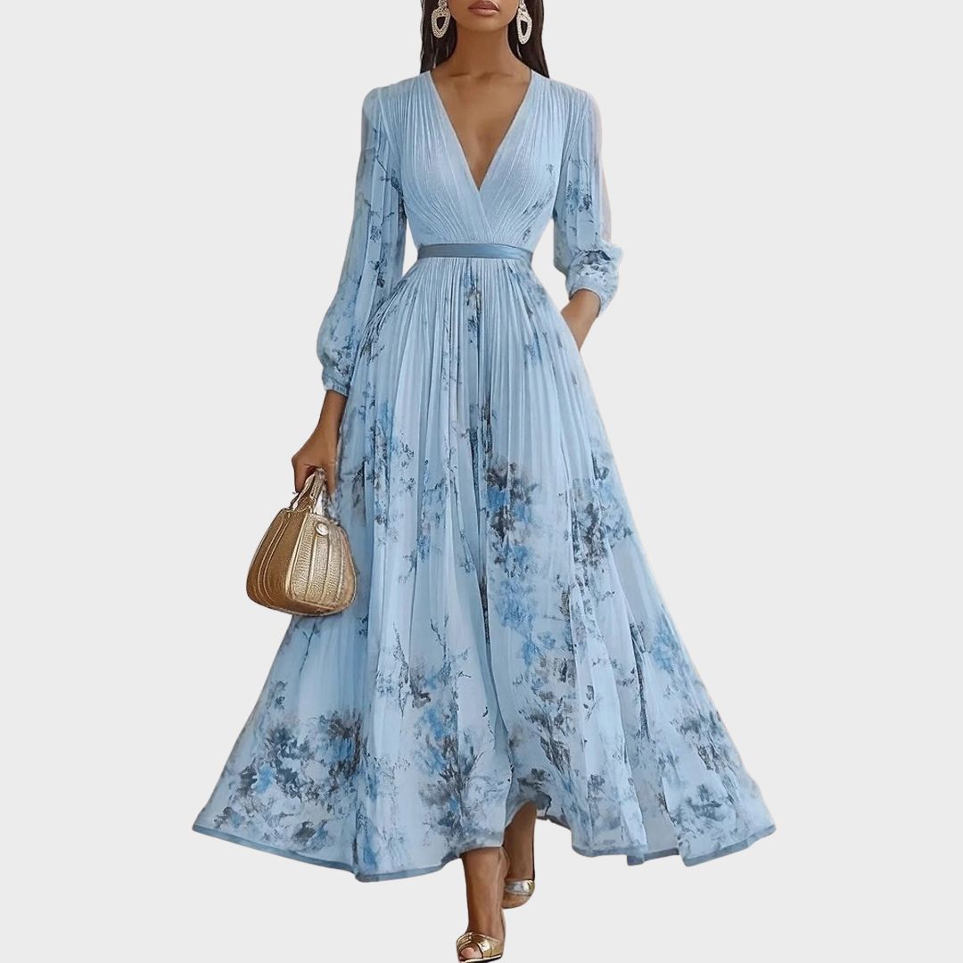 Rowella | Long Sleeve V Neck Floral Maxi Dress