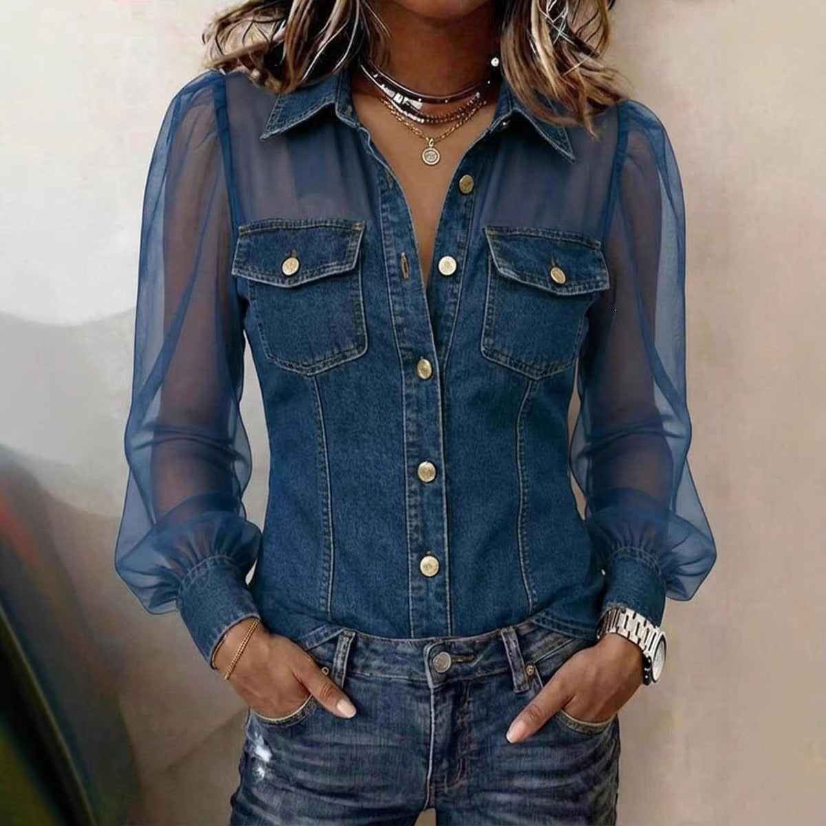 Averie | See Through Long Sleeve Blouse