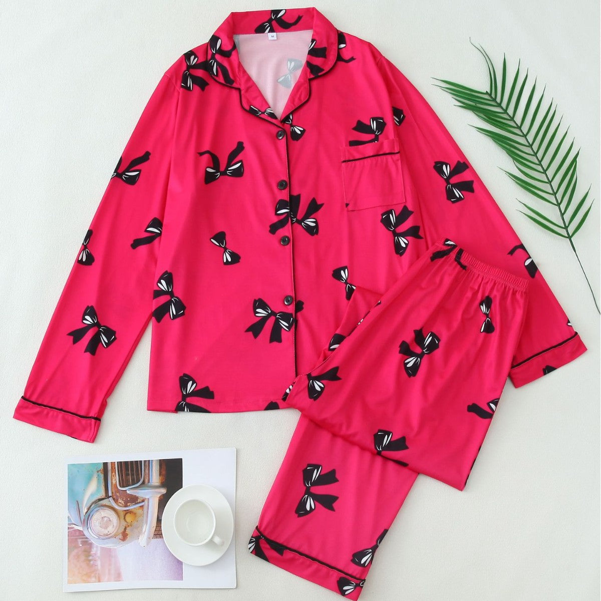 Judith | Long Sleeve Pajama Lounge Set - Red