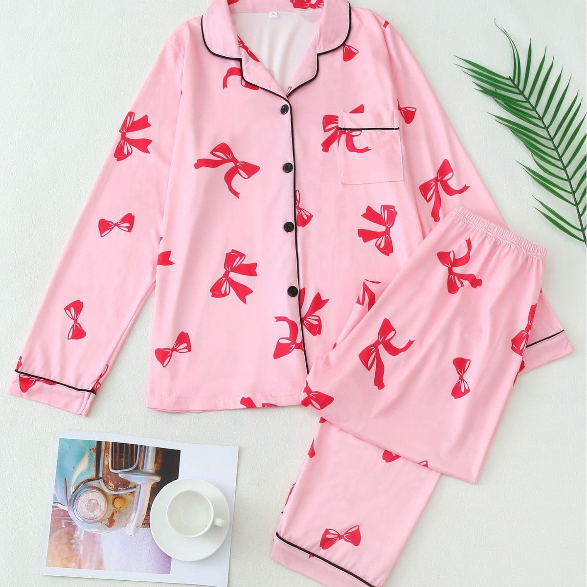 Judith | Long Sleeve Pajama Lounge Set - Pink