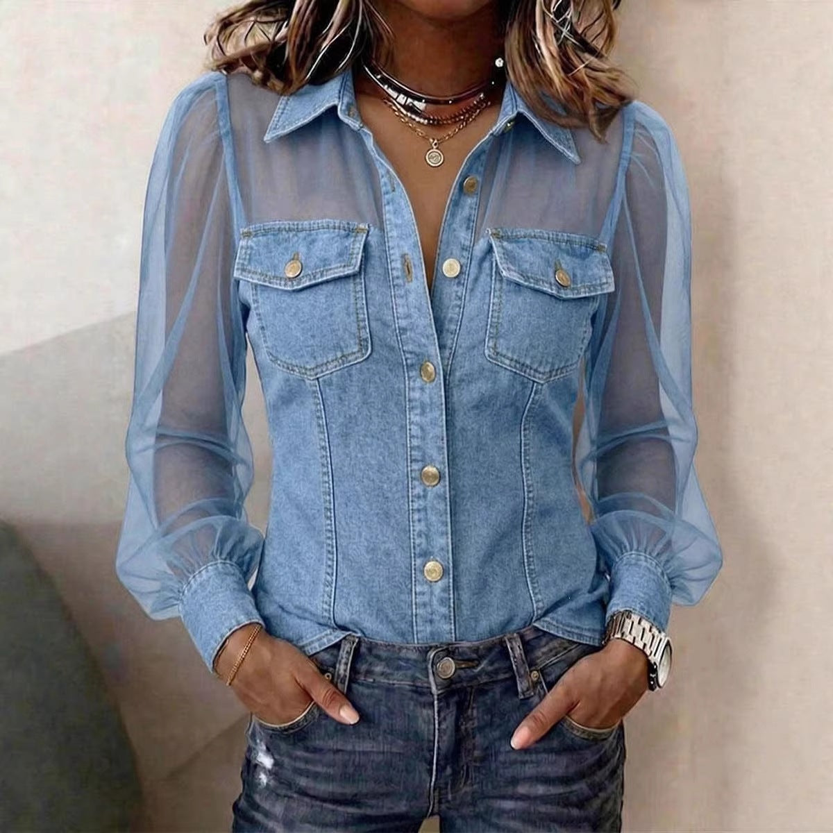 Averie | See Through Long Sleeve Blouse