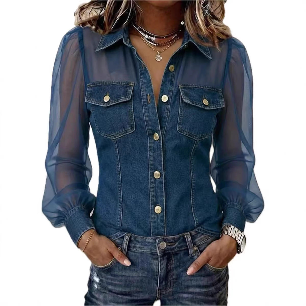 Averie | See Through Long Sleeve Blouse