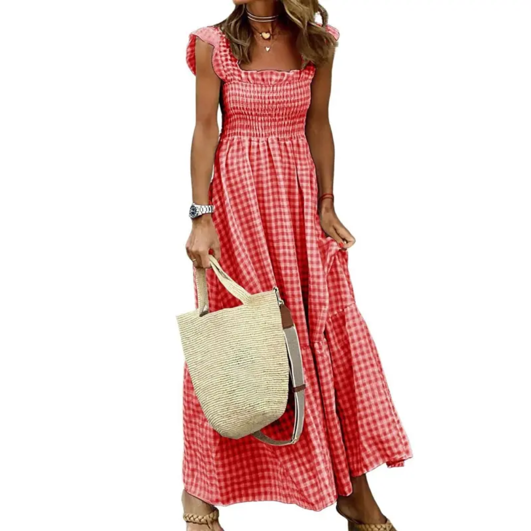 Jovienne | Elegant Retro Plaid Maxi Dress