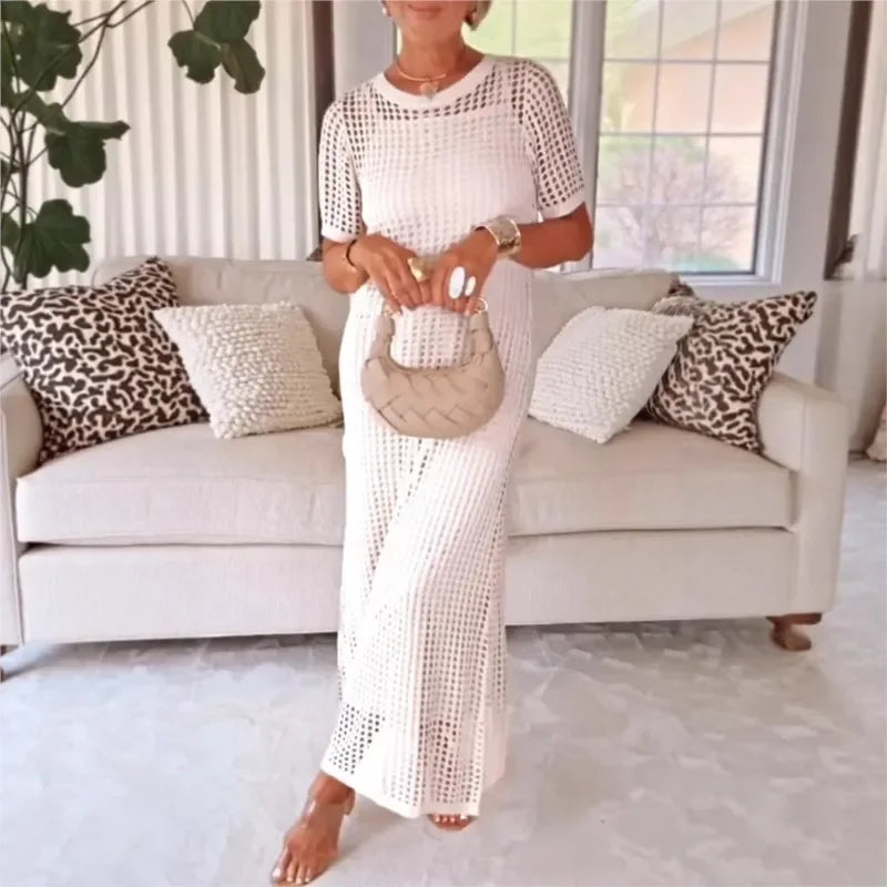 Susan | Crochet Lace Slip Dress Set - close up