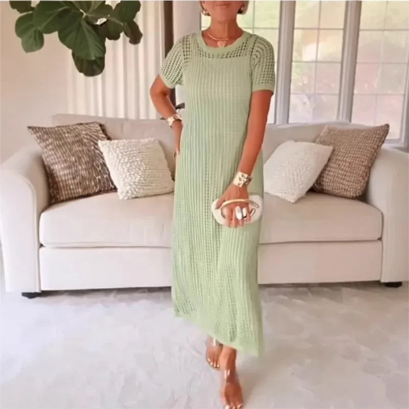 Susan | Crochet Lace Slip Dress Set - styled