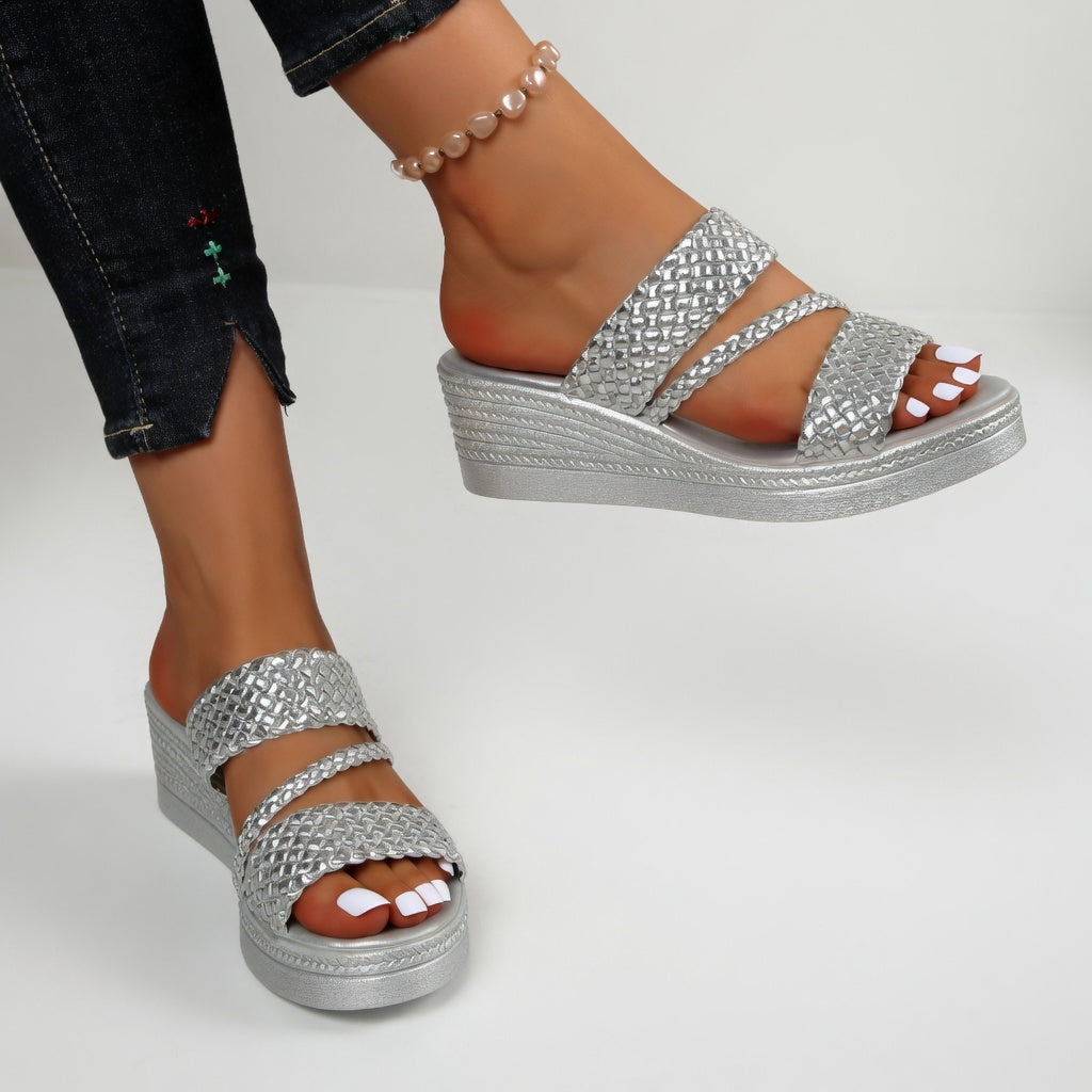 Amelie | Braided Wedge Slide Sandals