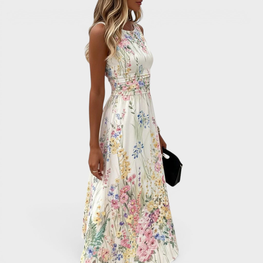 Tanya | Elegant Sleeveless Floral Midi Dress
