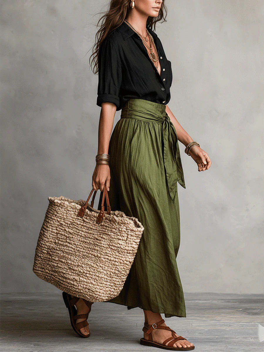 Isla |  Shirt & Midi Skirt Set