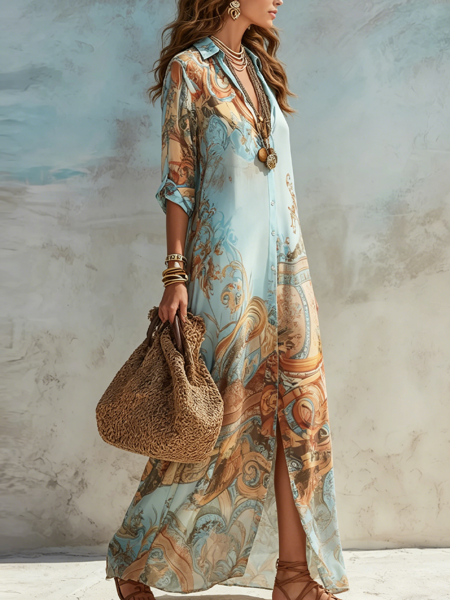 Lorna | Elegant Maxi Shirt Dress