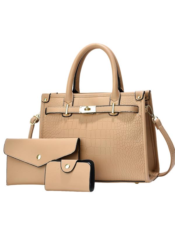 Dorothy | Croco Embossed Crossbody Handbag Set - Khaki