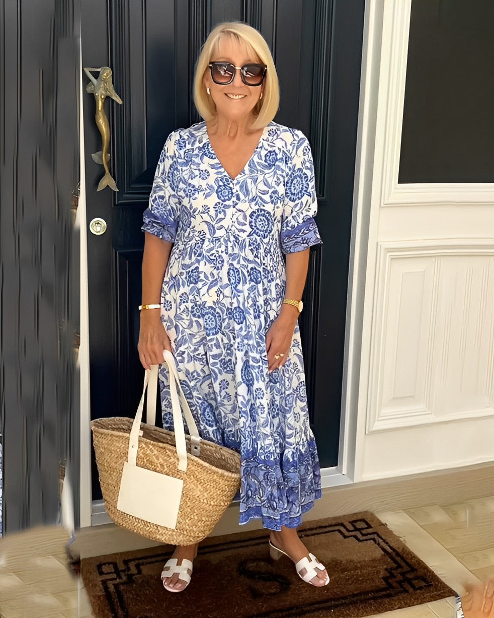 Ellie | Elegant Floral V-Neck Dress