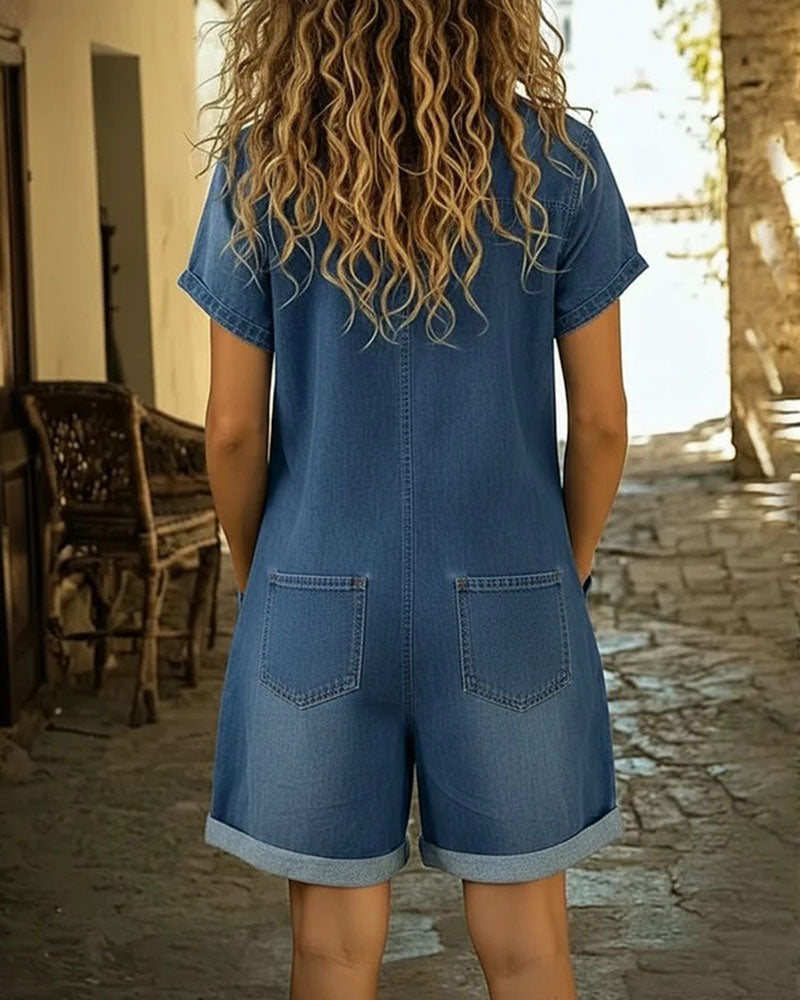 Sophie | Relaxed Denim Capri Romper
