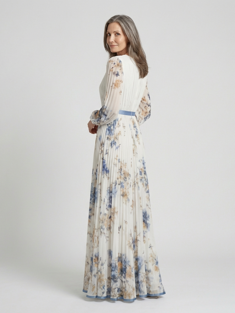 Rowella | Long Sleeve V Neck Floral Maxi Dress