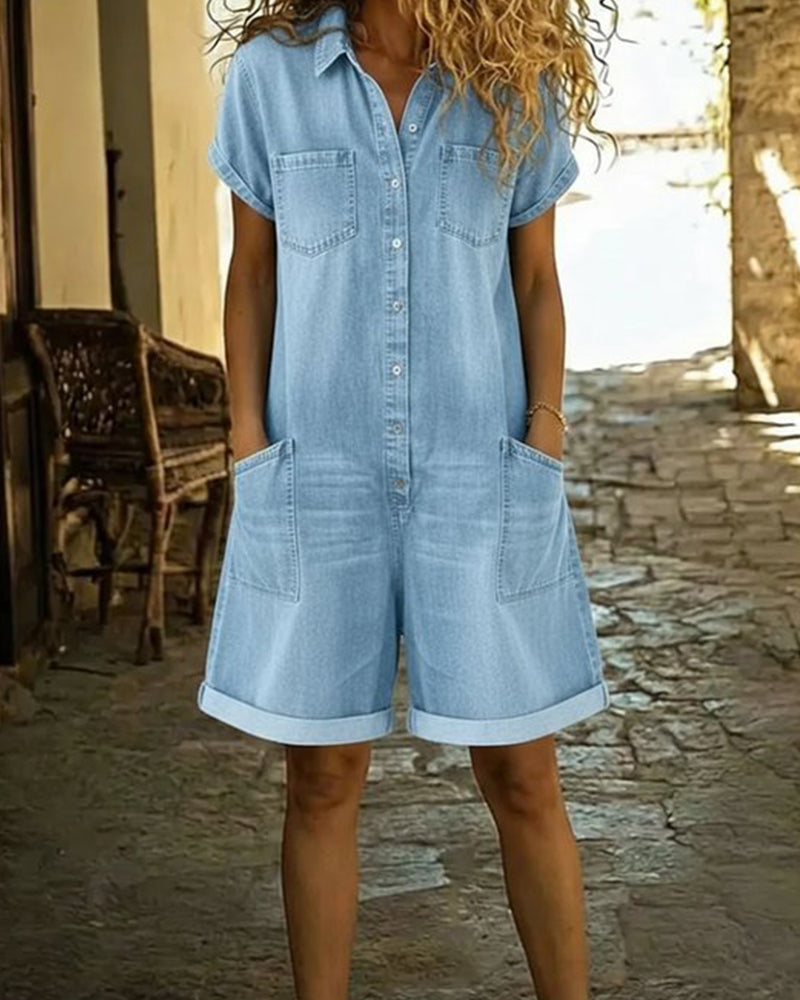 Sophie | Relaxed Denim Capri Romper