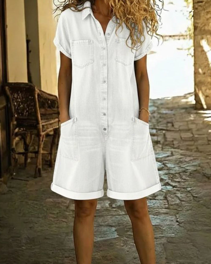 Sophie | Relaxed Denim Capri Romper