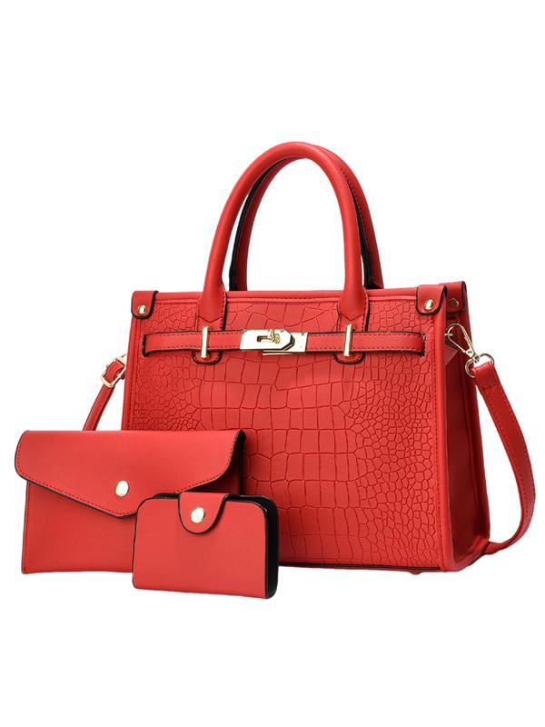 Dorothy | Croco Embossed Crossbody Handbag Set - Red