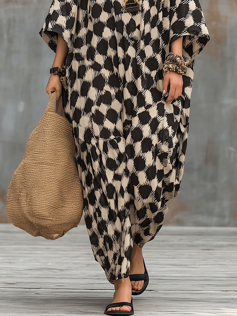 Sonia | Relaxed Polka Dot Kaftan Maxi Dress