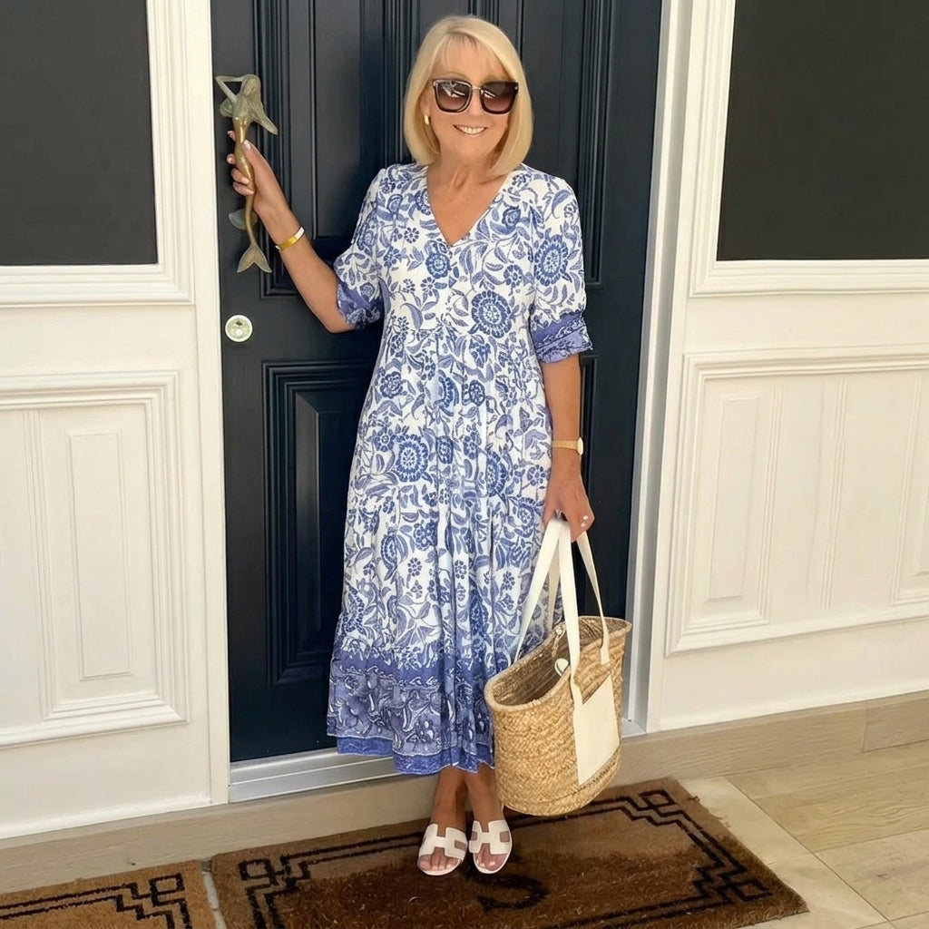 Ellie | Elegant Floral V-Neck Dress