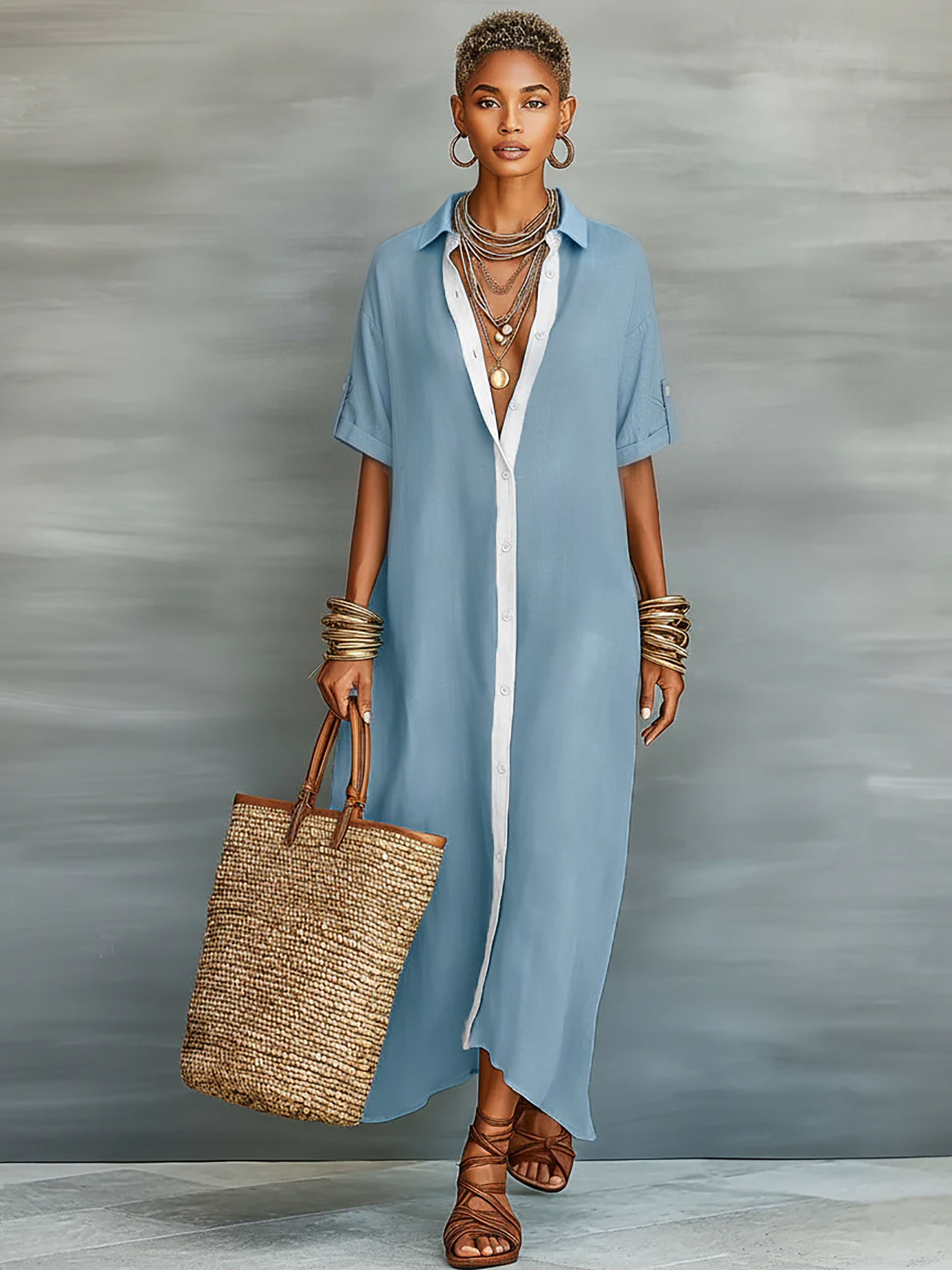 Sofia | Minimalist Short Sleeve Maxi Dress