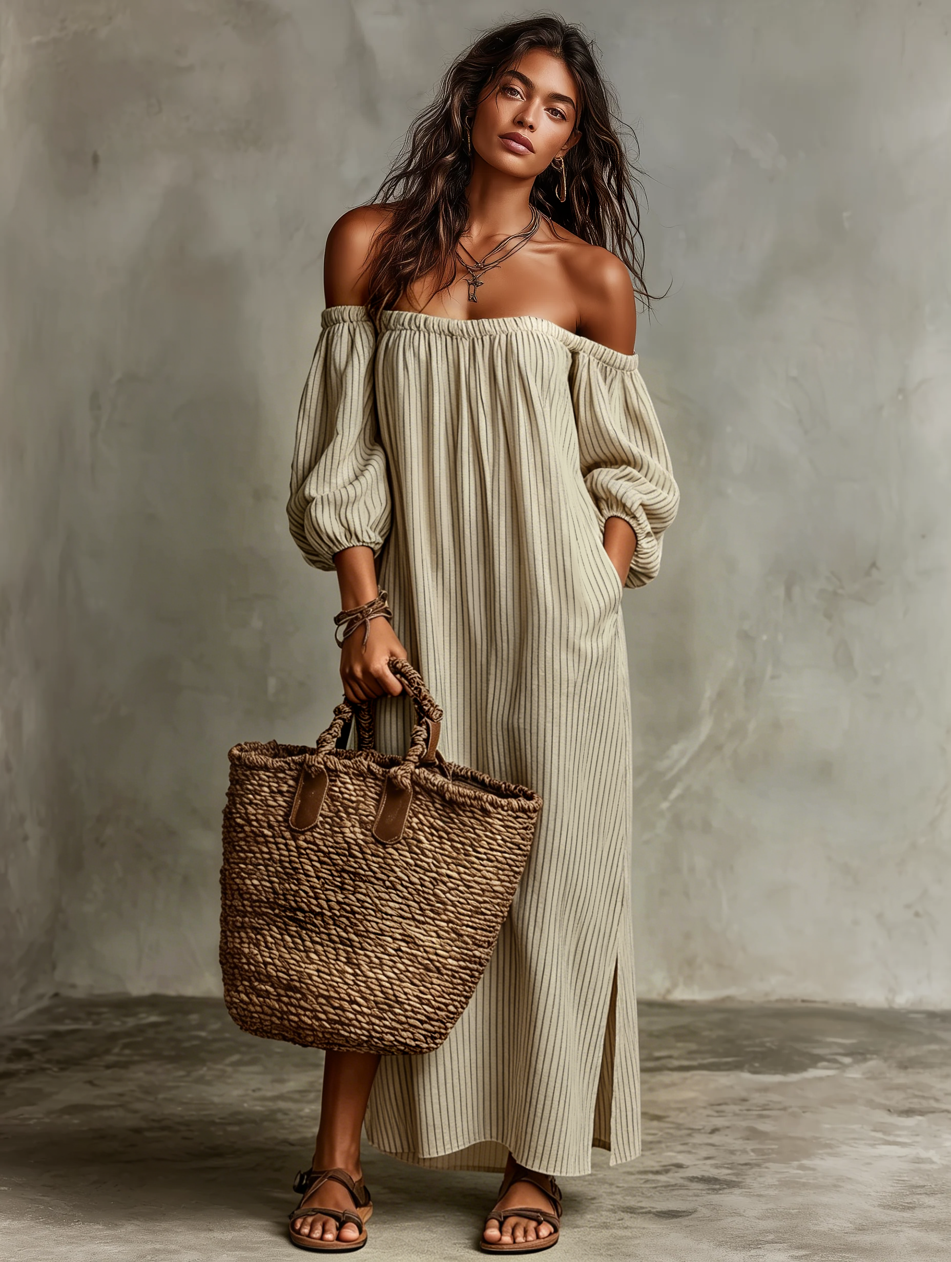 Sienna | Relaxed Off-Shoulder Maxi Dress