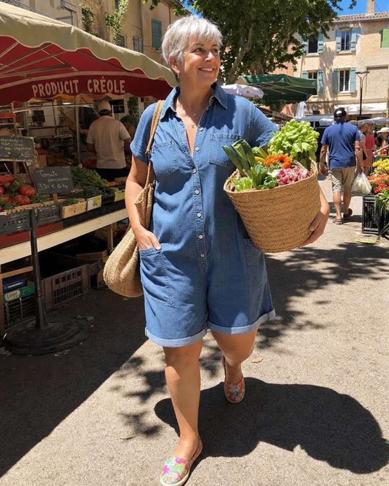Sophie | Relaxed Denim Capri Romper
