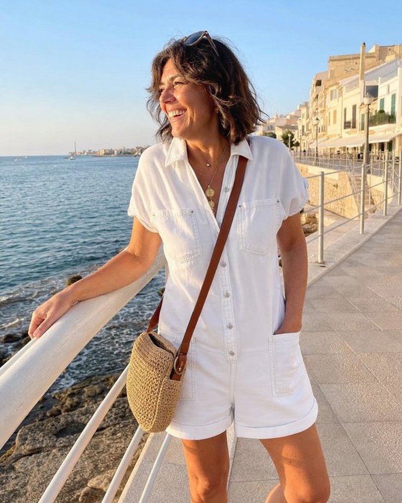 Sophie | Relaxed Denim Capri Romper
