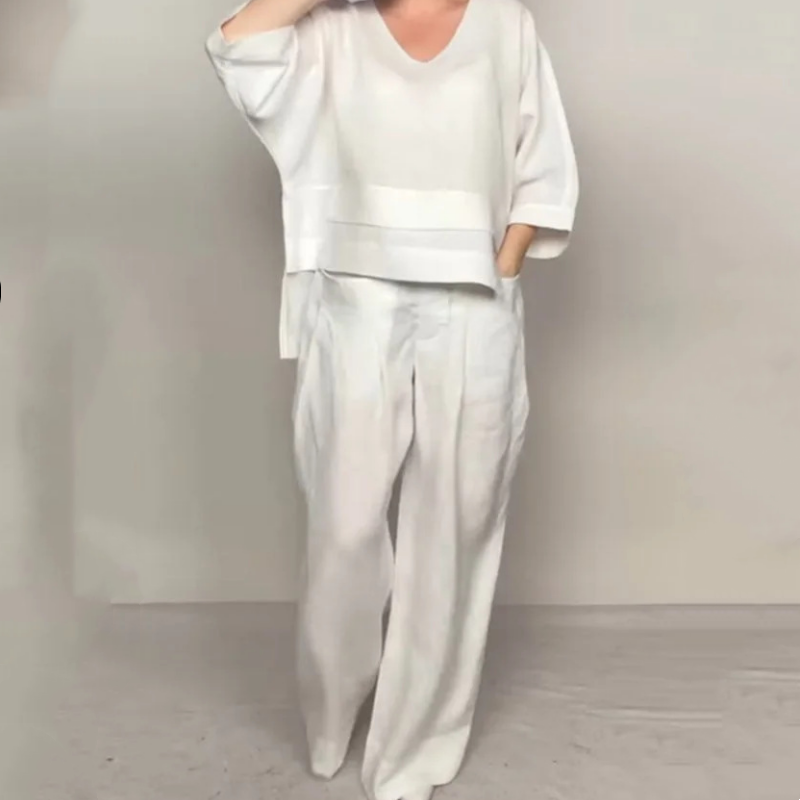 Liza | V-Neck Top and Ttrouser Set