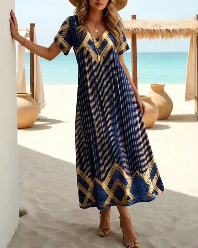 Seraphina | V-Neck Printed Maxi Dress